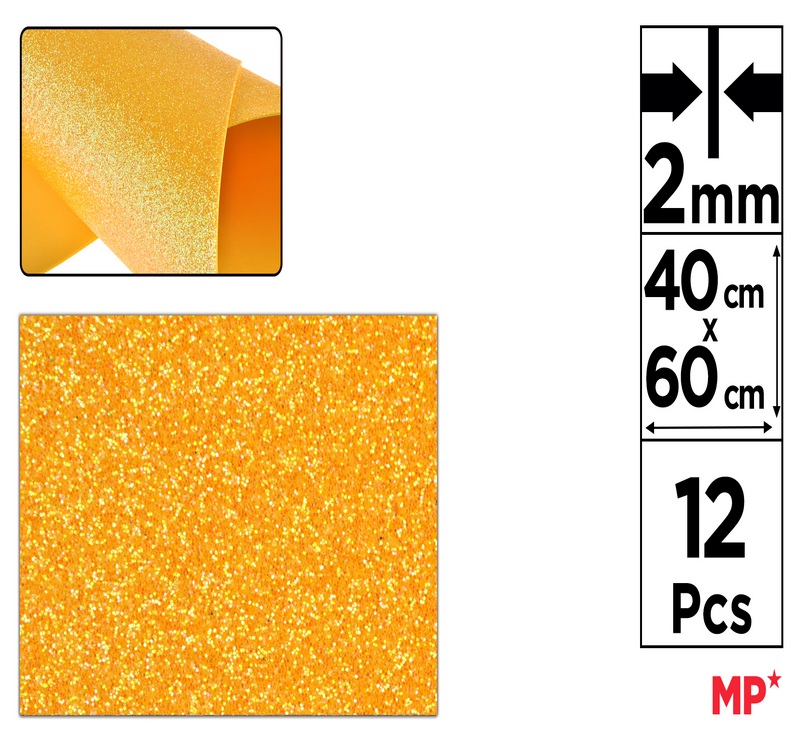 Pianka dekoracyjna brokatowa EVA 40X60CM pomarańczowa PN574-18 MP